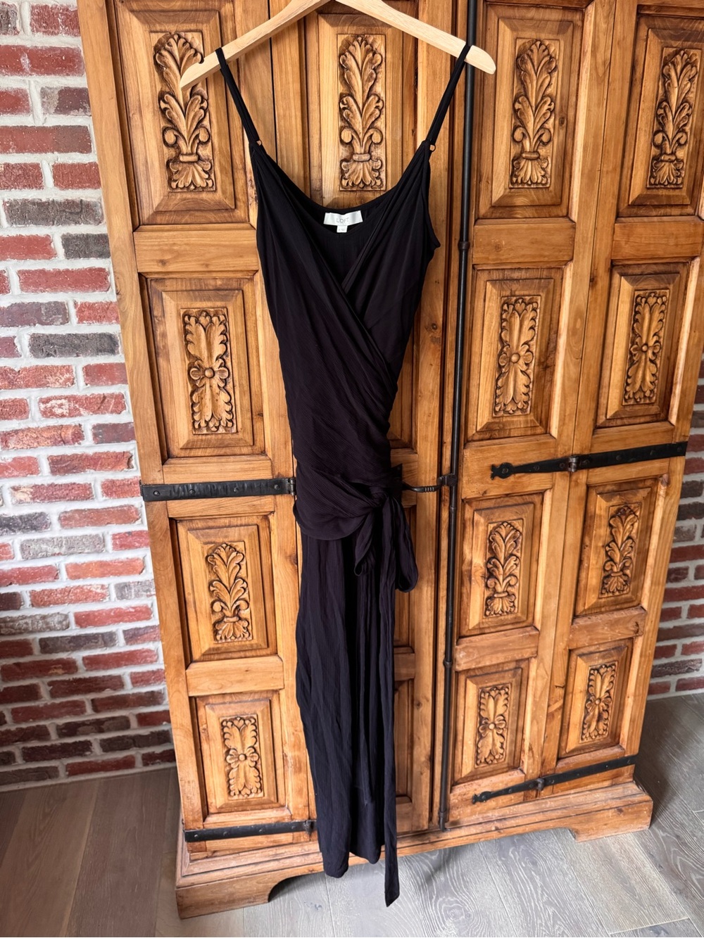 LOFT Black Wrap Jumpsuit with Tie Waist